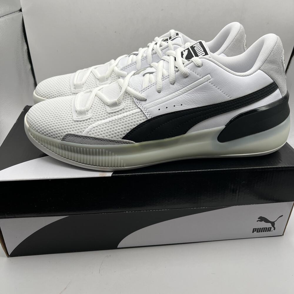 Puma Clyde Hardwood Retro Basketball Shoes White Black Gray Men’s Sz 12 US NWB